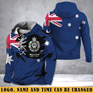 Personalized Australian Police Branch Logo Lace-up Long Sleeves Hoodie 3D Printed LVA241357