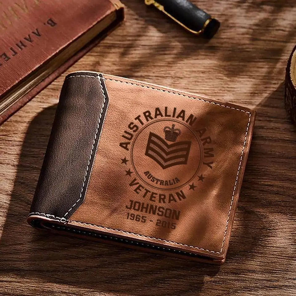 Personalized Australian Army Veteran Custom Rank & Name Laser Engraved Wallet Printed AHVQ20241260
