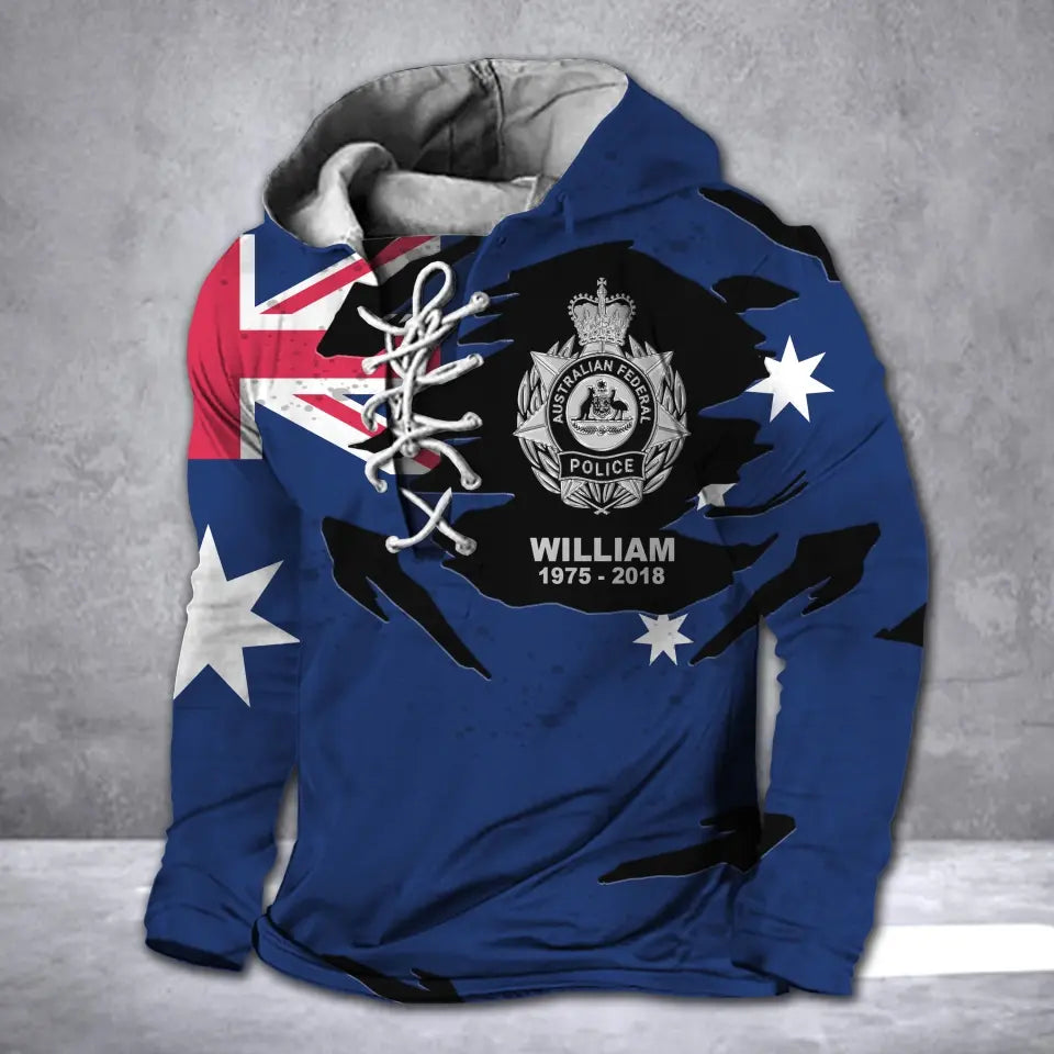 Personalized Australian Police Branch Logo Lace-up Long Sleeves Hoodie 3D Printed LVA241357