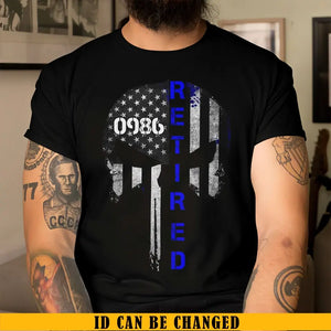 Personalized Punisher Retired US Police Blueline Custom ID T-shirt Printed KVH241367