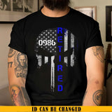 Personalized Punisher Retired US Police Blueline Custom ID T-shirt Printed KVH241367