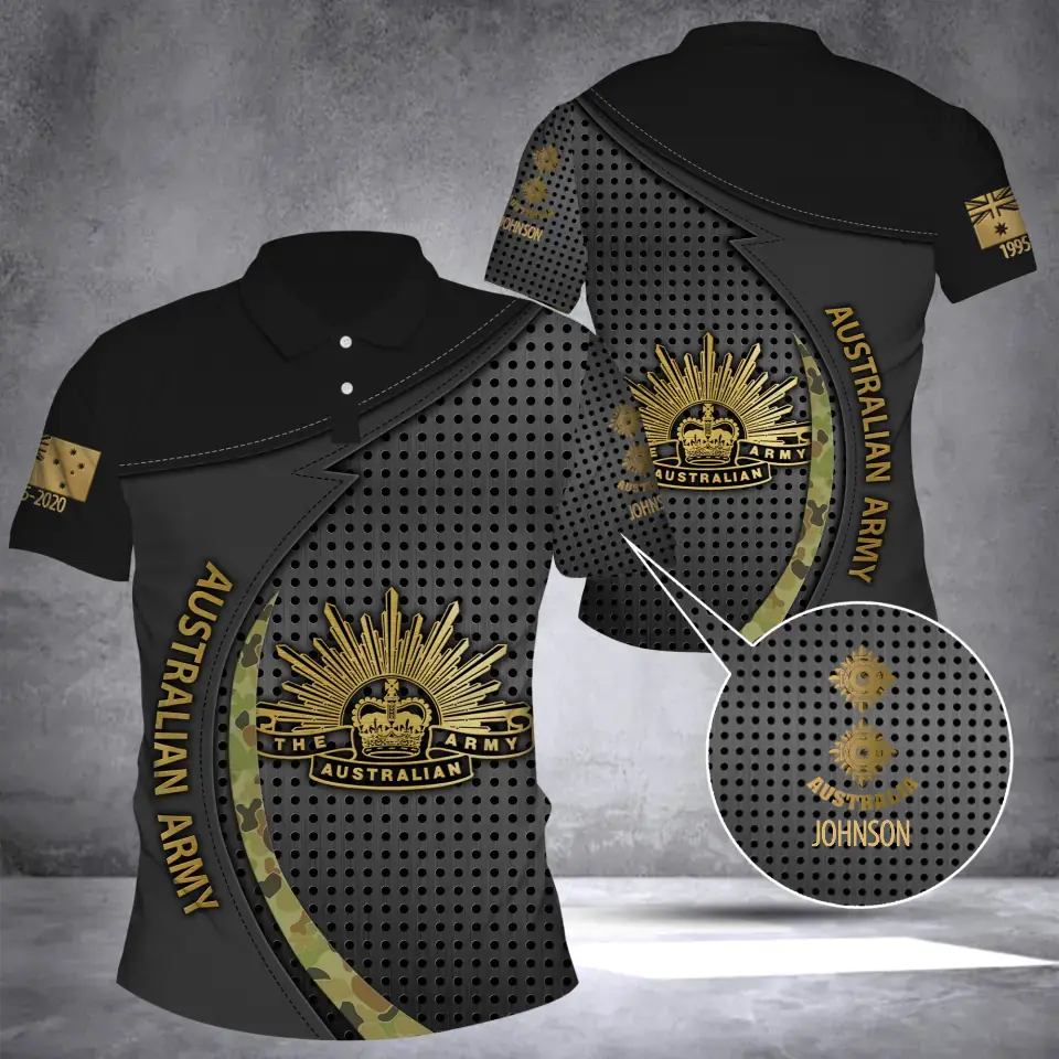 Personalized Australian Veteran Branch Logo Rank Camo Custom Name & Time Polo Shirt 3D Printed AHVQ241368