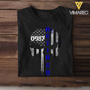 Personalized Punisher Retired US Police Blueline Custom ID T-shirt Printed KVH241367