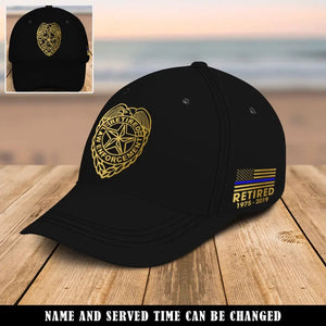 Personalized Retired Law Enforcement US Police Flag Thin Blue Line Black Cap 2D Printed QTVQ241376