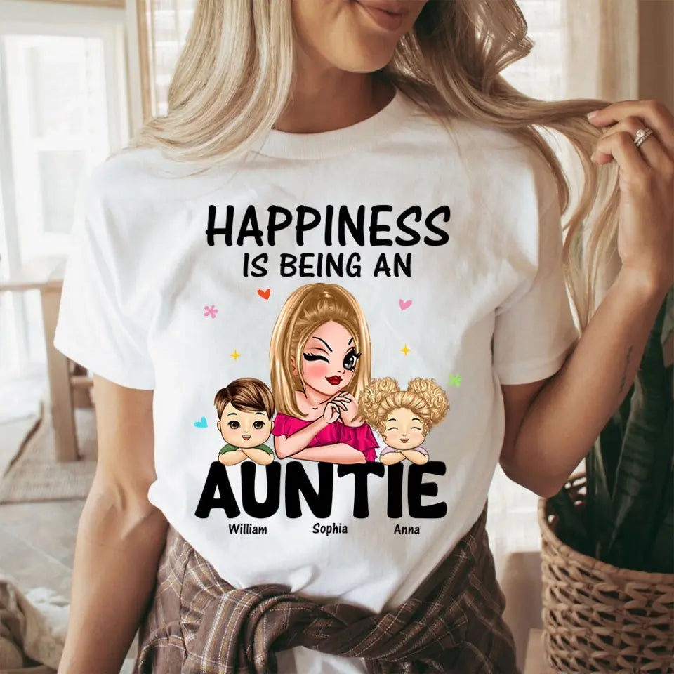 Personalized Happiness Is Being An Auntie T-shirt Printed HN241270