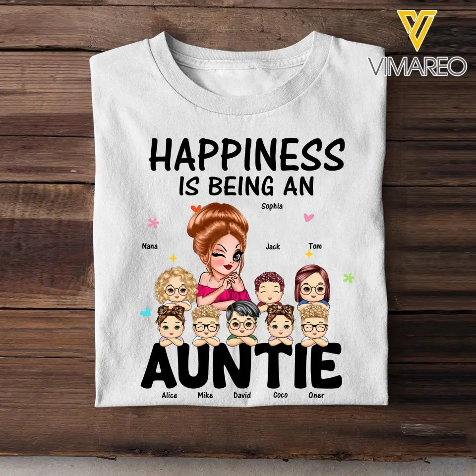 Personalized Happiness Is Being An Auntie T-shirt Printed HN241270