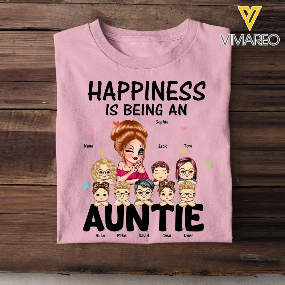 Personalized Happiness Is Being An Auntie T-shirt Printed HN241270