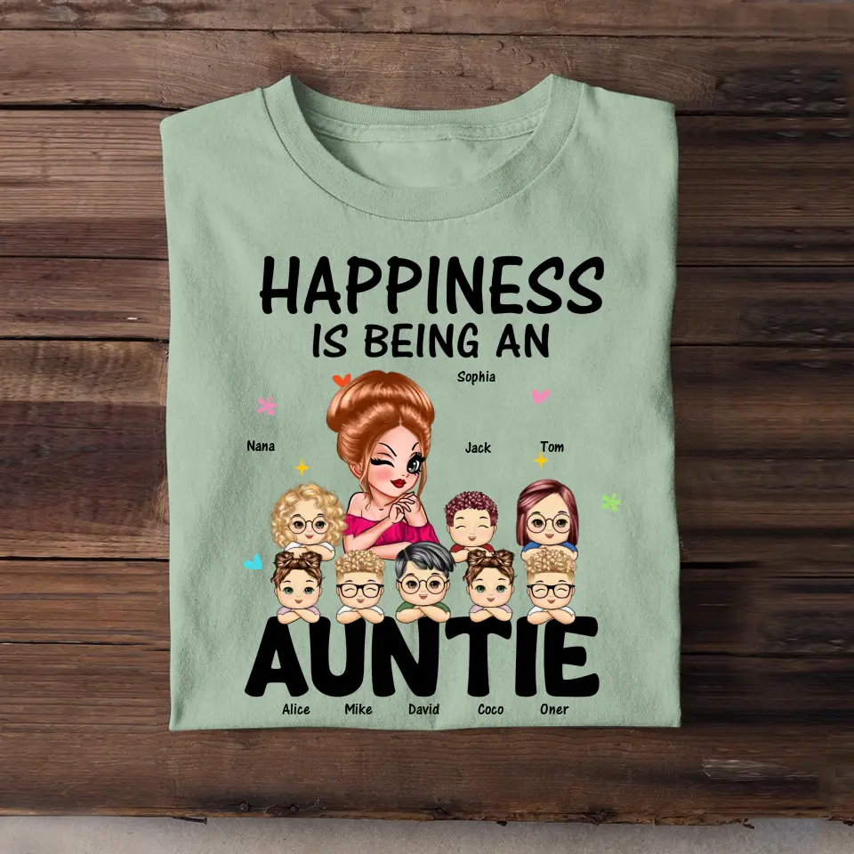 Personalized Happiness Is Being An Auntie T-shirt Printed HN241270