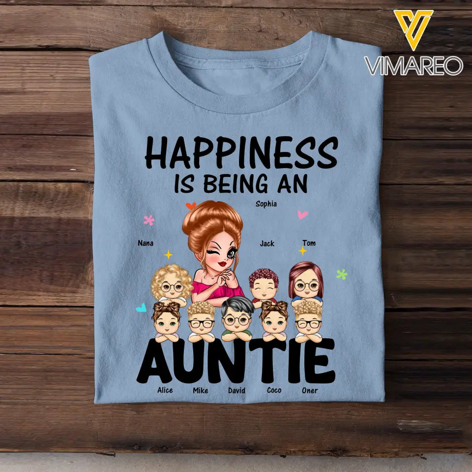 Personalized Happiness Is Being An Auntie T-shirt Printed HN241270