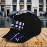 Personalized Retired US Police Flag Blue Line Custom Time Cap Printed QTKH241400