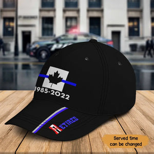 Personalized Retired Canadian Police Flag Blue Line Custom Time Cap Printed QTKH241400