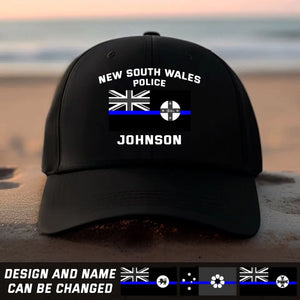 Personalized Australian Police Flag Custom Name Black Cap 2D Printed HN241402