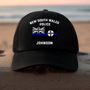 Personalized Australian Police Flag Custom Name Black Cap 2D Printed HN241402