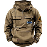 Personalized UK Police Branch Logo UK Police Flag Custom Name American Retro Hooded Sweatshirt Printed LVA241405