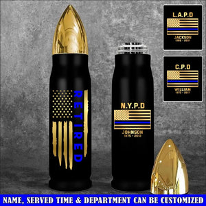 Personalized Retired US Police Blue Line Flag Custom Name & Department Bullet Tumbler VQ241422