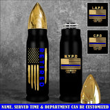Personalized Retired US Police Blue Line Flag Custom Name & Department Bullet Tumbler VQ241422