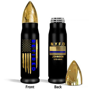Personalized Retired US Police Blue Line Flag Custom Name & Department Bullet Tumbler VQ241422