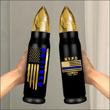 Personalized Retired US Police Blue Line Flag Custom Name & Department Bullet Tumbler VQ241422