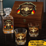Personalized German Veteran Branch Logo Rank Gold Custom Name & Time Decanter Set with Glasses printed AHVA241425