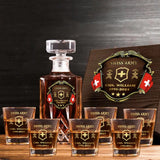 Personalized Swiss Veteran Branch Logo Rank Gold Custom Name & Time Decanter Set with Glasses printed AHVA241425