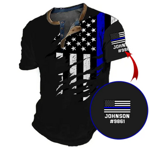 Personalized US Police Custom Name & ID Lapel Button Men's Short Sleeves Printed QTVQ241430