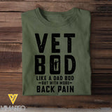 Personalized Vet Bod Like A Dad Bod But With More Back Pain US Veteran T-shirt Printed QTKH241432