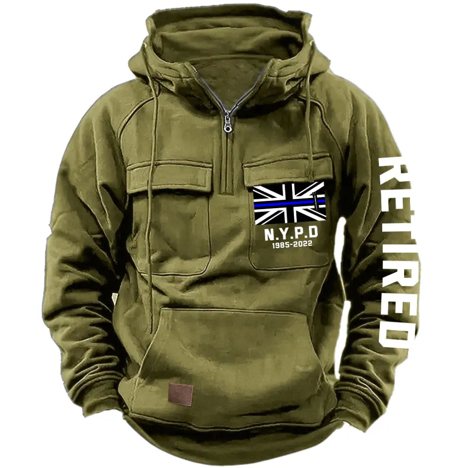 Personalized Retired UK Police Department Custom Time American Retro Hooded Sweatshirt Printed KVH241440