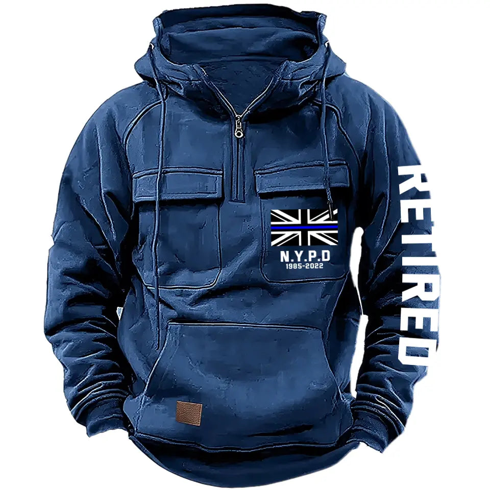 Personalized Retired UK Police Department Custom Time American Retro Hooded Sweatshirt Printed KVH241440