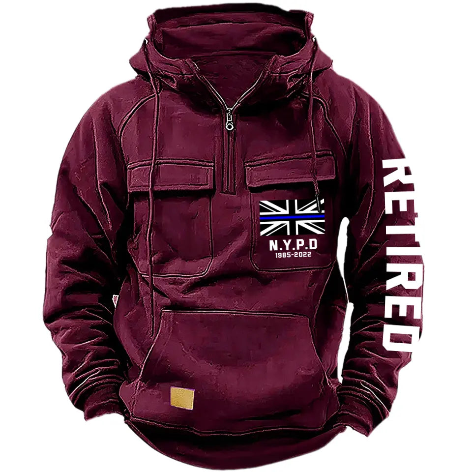 Personalized Retired UK Police Department Custom Time American Retro Hooded Sweatshirt Printed KVH241440