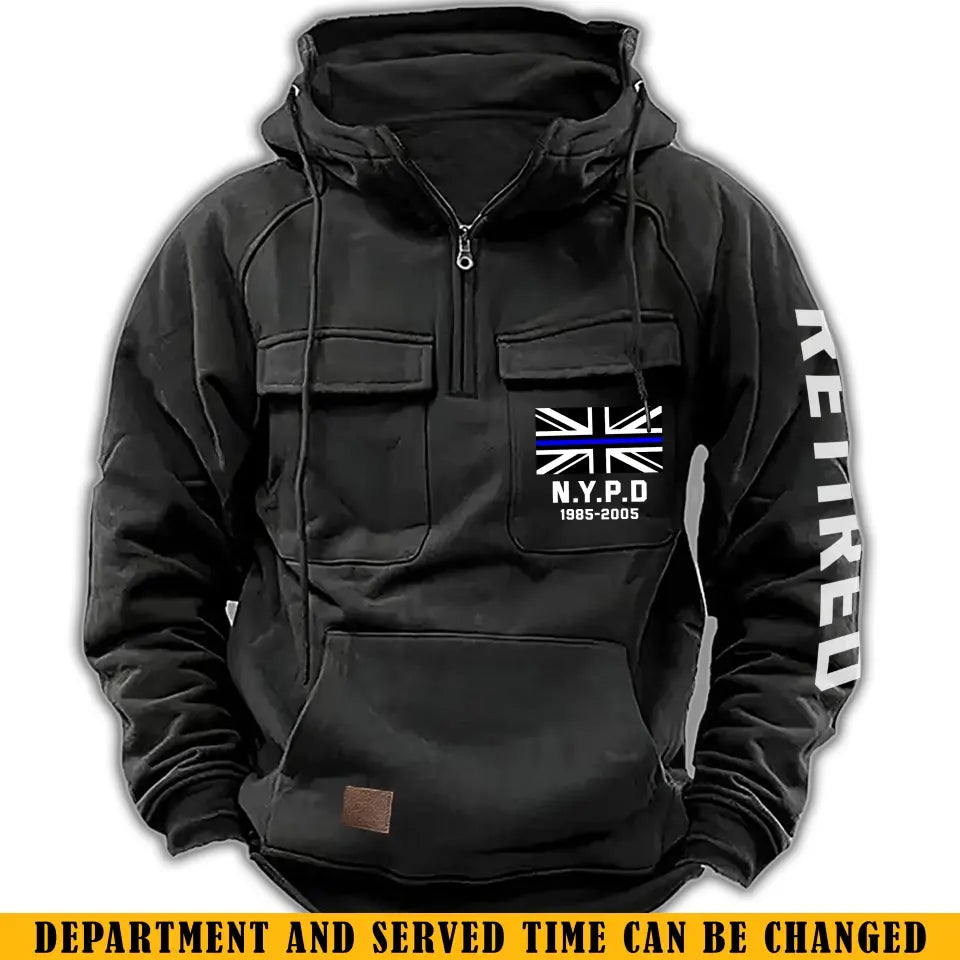 Personalized Retired UK Police Department Custom Time American Retro Hooded Sweatshirt Printed KVH241440