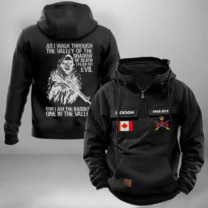 Personalized As I Walk Through The Valley Of The Shadow Of Death I Fear No Evil For I Am The Baddest One In The Valley Canadian Veteran American Retro Hooded Sweatshirt Printed KVH241428