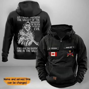 Personalized As I Walk Through The Valley Of The Shadow Of Death I Fear No Evil For I Am The Baddest One In The Valley Canadian Veteran American Retro Hooded Sweatshirt Printed KVH241428
