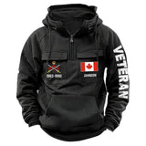 Personalized Canadian Veteran Custom Name & Time American Retro Hooded Sweatshirt Printed LVA241434