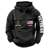 Personalized US Veteran Custom Name & Time American Retro Hooded Sweatshirt Printed LVA241434