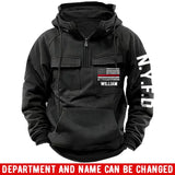 Personalized US Firefighter Flag Custom Name & Department American Retro Hooded Sweatshirt Printed LVA241442