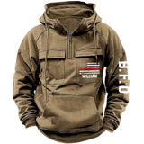 Personalized US Firefighter Flag Custom Name & Department American Retro Hooded Sweatshirt Printed LVA241442