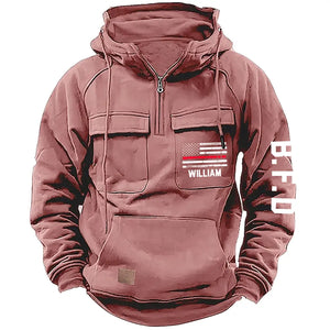 Personalized US Firefighter Flag Custom Name & Department American Retro Hooded Sweatshirt Printed LVA241442