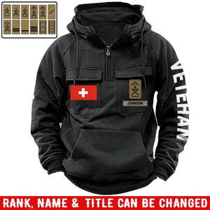 Personalized Swiss Veteran Rank Camo Custom Name American Retro Hooded Sweatshirt Printed LVA241443