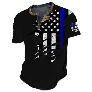 Personalized US Police Custom Name & ID Lapel Button Men's Short Sleeves Printed QTVQ241430