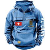 Personalized Swiss Veteran Rank Camo Custom Name American Retro Hooded Sweatshirt Printed LVA241443