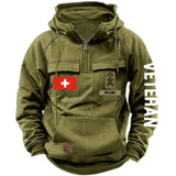 Personalized Swiss Veteran Rank Camo Custom Name American Retro Hooded Sweatshirt Printed LVA241443