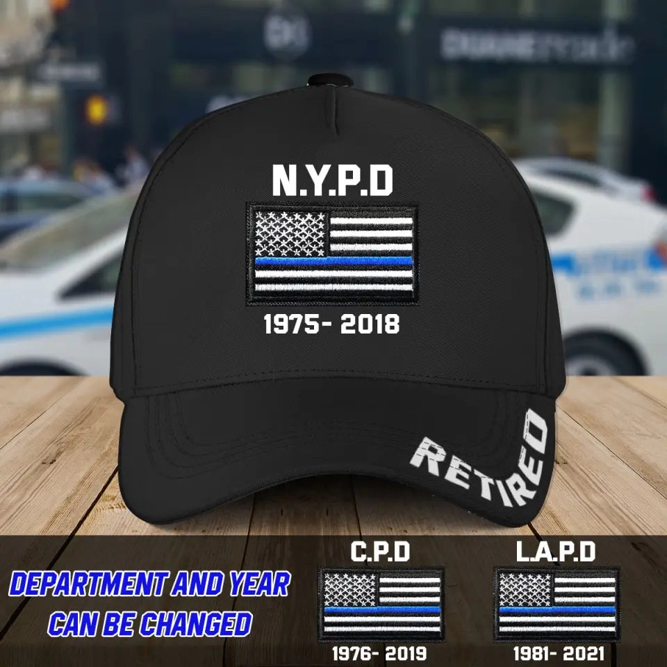 Personalized US Police Department & Custom Time Retired Police Cap 3D Printed VQ241446