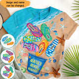Personalized Auntie's Beach Buddies Flip-flops
& Kid Names 3D T-shirt Printed HN241447