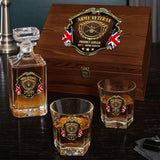 Personalized UK Veteran Logo Proudly Served Duty Honor Country Decanter Set with Glasses Printed AHVQ241455