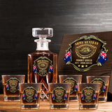 Personalized Australian Veteran Logo Proudly Served Duty Honor Country Decanter Set with Glasses Printed AHVQ241455