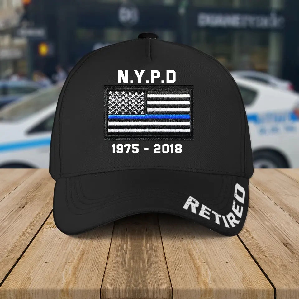 Personalized US Police Department & Custom Time Retired Police Cap 3D Printed VQ241446