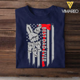 Personalized Best Dad Ever Hands & Kid Name US Flag T-shirt Printed QTKH241453