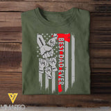 Personalized Best Dad Ever Hands & Kid Name US Flag T-shirt Printed QTKH241453