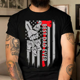 Personalized Best Dad Ever Hands & Kid Name US Flag T-shirt Printed QTKH241453