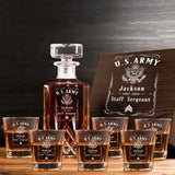Personalized US Army Logo Custom Name & Time Decanter Set With Glasses Printed KVH241464